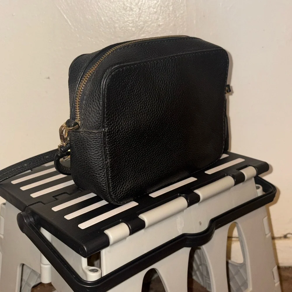 Kate Spade Black Pebbled Leather Camera Crossbody with Tassel